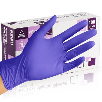 PEIPU Nitrile Gloves,Medical Exam Gloves,Disposable Cleaning Gloves,Powder Free, Latex Free,Non-Sterile Protective Gloves