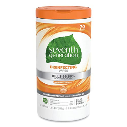 Seventh Generation Disinfecting Multi Surface Wipes, Botanical Disinfectant, 70 Count, Pack of 6