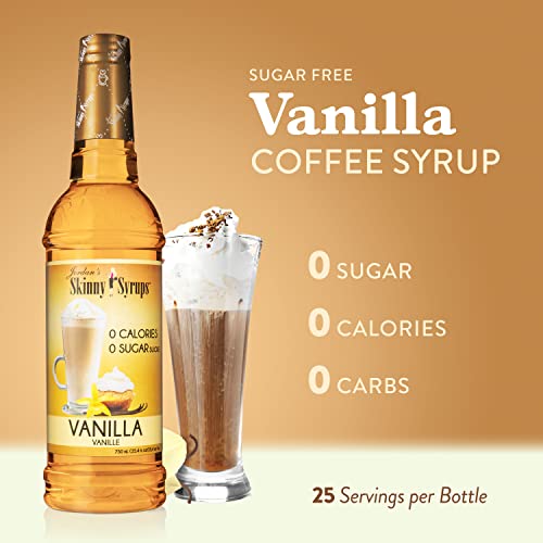 Jordan's Skinny Syrups Sugar Free Coffee Syrup, Vanilla Flavor Drink Mix, Zero Calorie Flavoring for Chai Latte, Protein Shake, Food and More, Gluten Free, Keto Friendly, 25.4 Fl Oz, 2 Pack