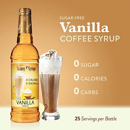 Jordan's Skinny Syrups Sugar Free Coffee Syrup, Vanilla Flavor Drink Mix, Zero Calorie Flavoring for Chai Latte, Protein Shake, Food and More, Gluten Free, Keto Friendly, 25.4 Fl Oz, 2 Pack