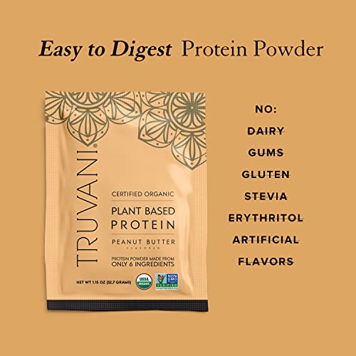 Truvani Vegan Pea Protein Powder | Banana Cinnamon | 20g Organic Plant Based Protein | 1 Serving | Keto | Gluten & Dairy Free | Low Carb | No Added Sugar