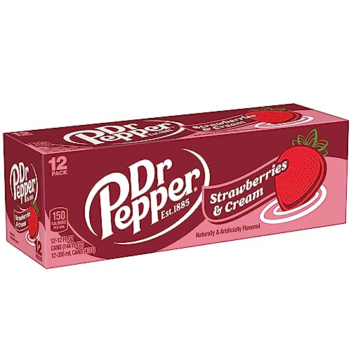 Dr Pepper Zero Strawberries and Cream Soda, 12 fl oz cans, 12 Pack