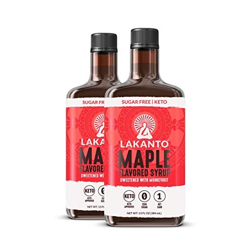 Lakanto Sugar Free Maple Syrup - Monk Fruit Sweetener, Keto Diet Friendly, Vegan, 1g Net Carbs, Pancakes, Waffles, Oatmeal, Coffee, Tea, Granola, Frosting, Marinade, Dressing (13 Fl Oz - Pack of 1)