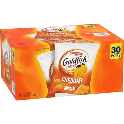 Goldfish Colors Cheddar Crackers, Snack Pack, 0.9 oz, 9 CT Multi-Pack Tray (Pack of 2)