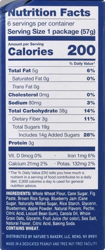 Nature's Bakery Blueberry Fig Bars, 2 Oz, 6 Ct