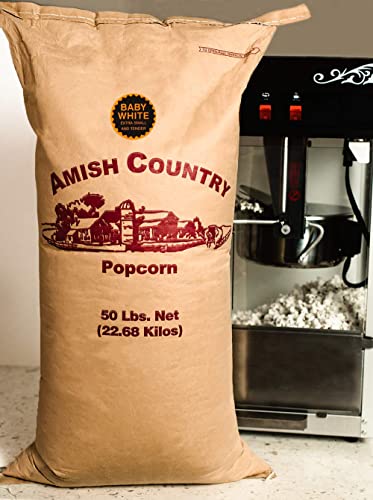 Amish Country Popcorn - Baby White (6 Pound Bag) - Small & Tender Popcorn - Old Fashioned And Delicious with Recipe Guide