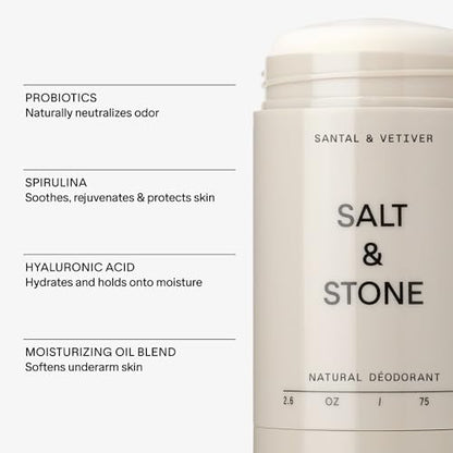 SALT & STONE Deodorant | Extra Strength Natural Deodorant for Women & Men | Aluminum Free with Seaweed Extracts, Shea Butter & Probiotics | Free From Parabens, Sulfates & Phthalates (2.6 oz)