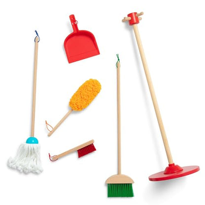 Melissa & Doug Let's Play House Dust! Sweep! Mop! 6 Piece Pretend Play Set - Toddler Toy Cleaning Set, Pretend Home Cleaning Play Set, Kids Broom And Mop Set For Ages 3+