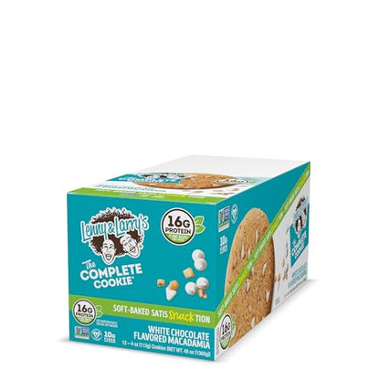 Lenny & Larry's The Complete Cookie, White Chocolate Flavored Macadamia, Soft Baked, 16g Plant Protein, Vegan, Non-GMO, 4 Ounce Cookie (Pack of 12)