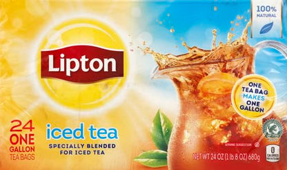 Lipton Unsweetened Iced Tea Bags, Family Size Tea Bags, 144 Total Tea Bags (24ct - Pack of 6)