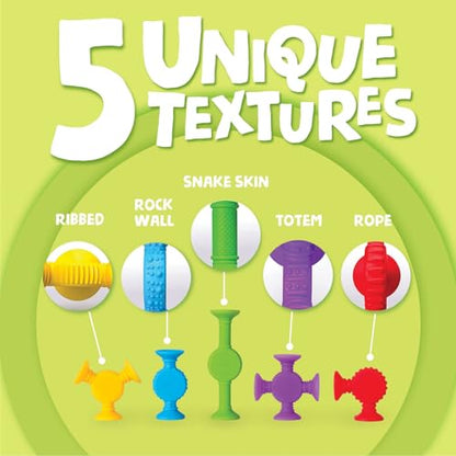 BUNMO Suction Bath Toys | Connect, Build, Create | No Mold Bath Toy | Hours of Fun & Creativity | Fine Motor Skills | Stimulating & Addictive Sensory Suction Toy | No Hole Bath Toy | Textured 10 Pack