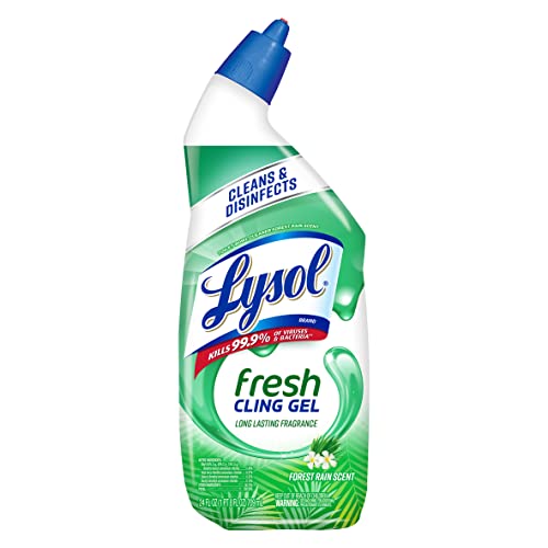 Lysol Toilet Bowl Cleaner Gel, For Cleaning and Disinfecting, Stain Removal, Forest Rain Scent, 24oz (Pack of 2)