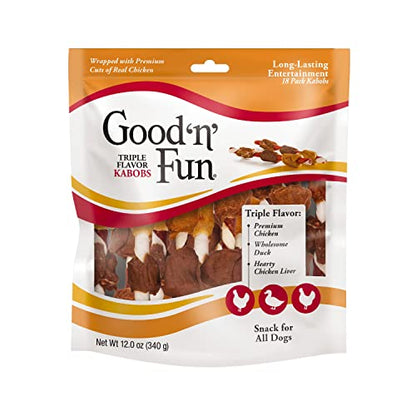 Good'N'Fun Triple Flavored Rawhide Kabobs For Dogs