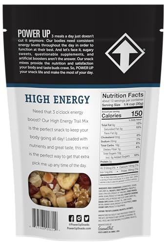 Power Up Trail Mix, Mega Omega Trail Mix, Non-GMO, Vegan, Gluten Free, No Artificial Ingredients, Gourmet Nut, 14 Ounce Bag