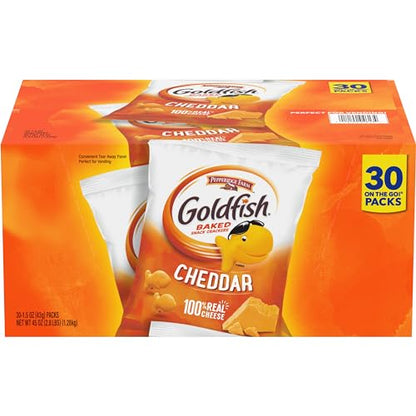 Goldfish Colors Cheddar Crackers, Snack Pack, 0.9 oz, 9 CT Multi-Pack Tray (Pack of 2)