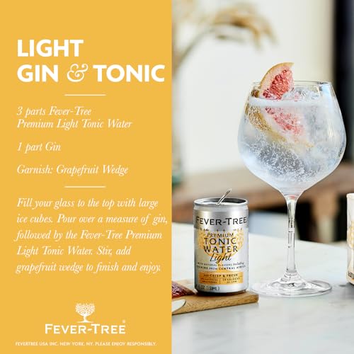 Fever-Tree Light Tonic Water Cans, 5.07 Fl Oz (Pack of 24), Lower in Calories, No Artificial Sweeteners, Flavorings or Preservatives (Packaging may vary)