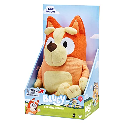 Bluey - 12" Talking Bingo Plush - Interactive - Sing Along with Bingo, 9 Different Phrases, Multicolor, 17137