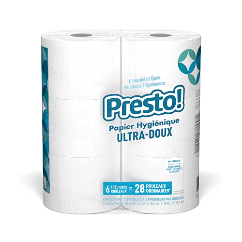 Presto! 2-Ply Ultra-Soft Toilet Paper, Unscented, White