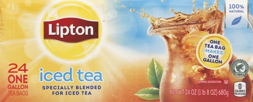 Lipton Unsweetened Iced Tea Bags, Family Size Tea Bags, 144 Total Tea Bags (24ct - Pack of 6)