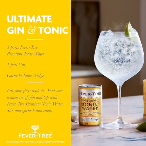 Fever-Tree Light Tonic Water Cans, 5.07 Fl Oz (Pack of 24), Lower in Calories, No Artificial Sweeteners, Flavorings or Preservatives (Packaging may vary)