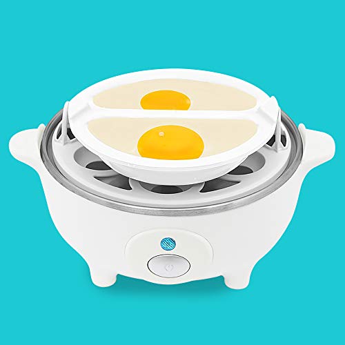 Elite Gourmet EGC-007## Rapid Egg Cooker, 7 Easy-To-Peel, Hard, Medium, Soft Boiled Eggs, Poacher, Omelet Maker, Auto Shut-Off, Alarm, 16-Recipe Booklet, BPA-Free, White