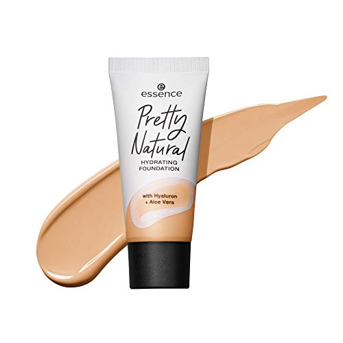 essence Pretty Natural Hydrating Foundation Make Up with Hyaluronic + Aloe Vera, No. 040 Neutral Vanilla, Nude Moisturising, Radiantly Fresh, Matte, Vegan, Oil-Free, Alcohol-Free (30 ml)