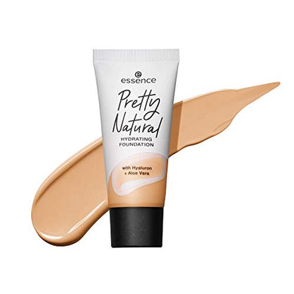 essence Pretty Natural Hydrating Foundation Make Up with Hyaluronic + Aloe Vera, No. 040 Neutral Vanilla, Nude Moisturising, Radiantly Fresh, Matte, Vegan, Oil-Free, Alcohol-Free (30 ml)