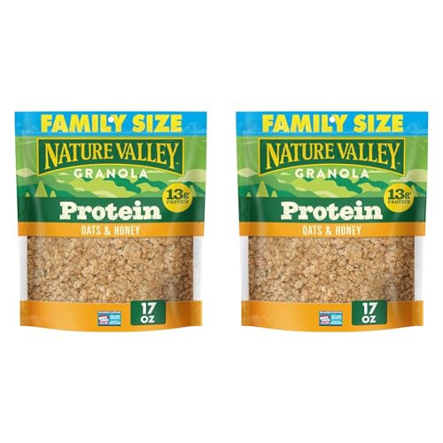 Nature Valley Protein Granola, Oats and Honey, Family Size, Resealable Bag, 17 OZ