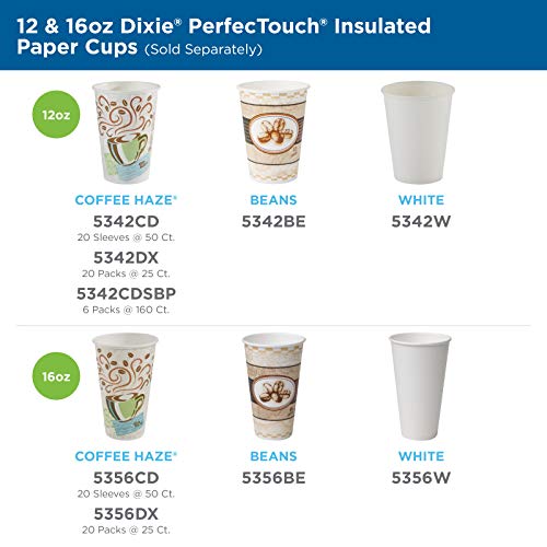 Dixie PerfecTouch 12 Oz Insulated Paper Hot Coffee Cup by GP PRO (Georgia-Pacific), Coffee Haze, 5342DX, 500 Count (25 Cups Per Sleeve, 20 Sleeves Per Case)