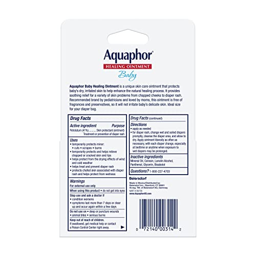 Aquaphor Baby Healing Ointment To-Go Pack - Advanced Therapy for Chapped Cheeks and Diaper Rash -2 Count(Pack of 1)