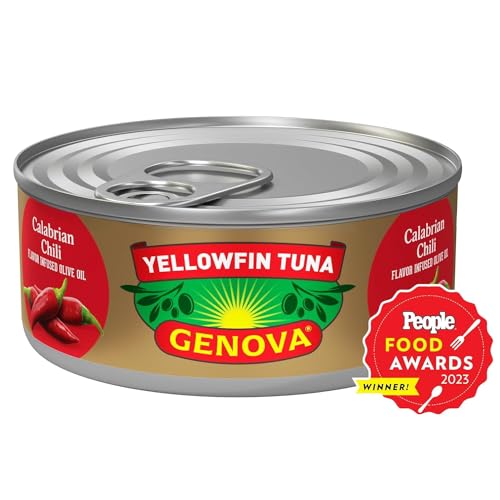 Genova Premium Yellowfin Tuna in Olive Oil, Wild Caught, Solid Light, 5 oz. Can (Pack of 8)