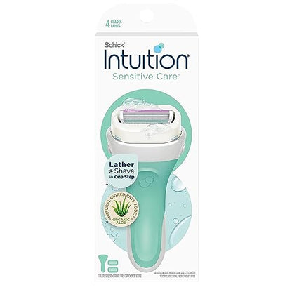 Schick Intuition Razors for Women with Sensitive Skin | 1 Razor & 2 Intuition Razor Blades Refill with Organic Aloe