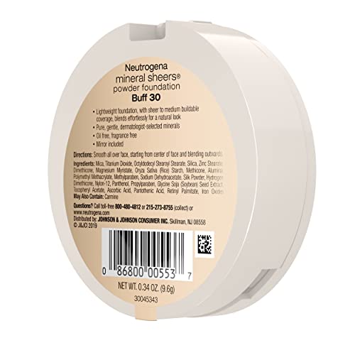 Neutrogena Mineral Sheers Compact Powder Foundation, Lightweight & Oil-Free Mineral Foundation, Fragrance-Free, Nude 40,.34 oz