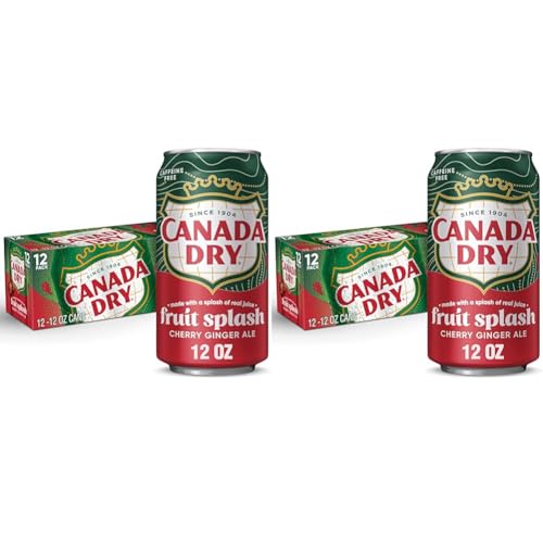 Canada Dry Fruit Splash Cherry Ginger Ale Zero Sugar Soda, 12 fl oz cans, 12 pack