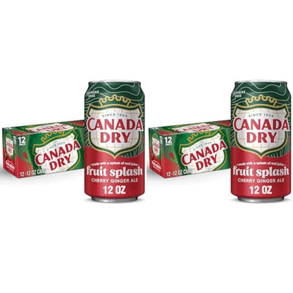 Canada Dry Fruit Splash Cherry Ginger Ale Zero Sugar Soda, 12 fl oz cans, 12 pack