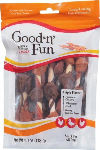 Good'N'Fun Triple Flavored Rawhide Kabobs For Dogs