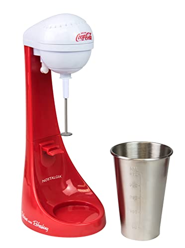 Nostalgia Two-Speed Electric Milkshake Maker and Drink Mixer, Includes 16-Ounce Stainless Steel Mixing Cup and Rod, Cream