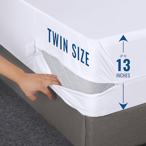 Utopia Bedding Zippered Mattress Encasement Twin - 100% Waterproof and Bed Bug Proof Mattress Protector - Absorbent, Six-Sided Mattress Cover