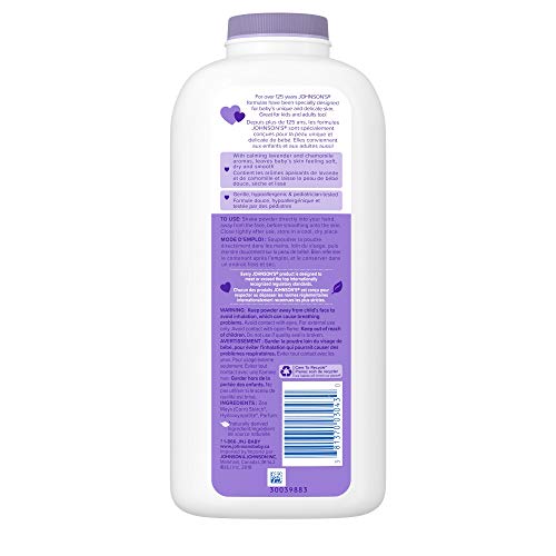 Johnson's Baby Powder, Naturally Derived Cornstarch with Aloe & Vitamin E for Delicate Skin, Hypoallergenic and Free of Parabens, Phthalates, and Dyes for Gentle Baby Skin Care, 15 oz