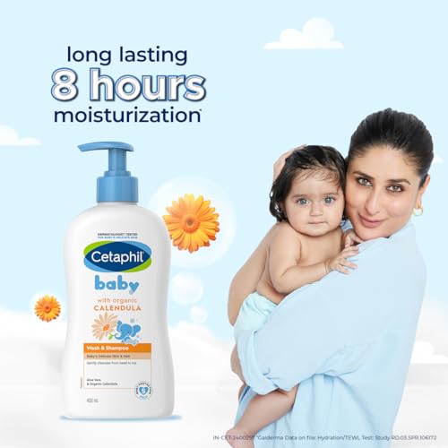 Cetaphil Baby Shampoo and Body Wash with Organic Calendula, Tear Free, Hypoallergenic, Ideal for Everyday Use, Dermatologist Tested, 7.8oz