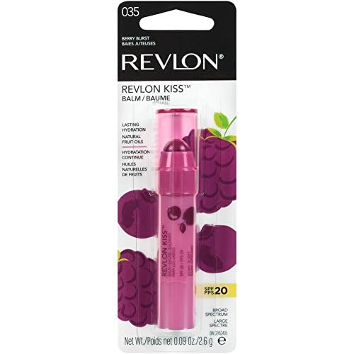 Revlon Lip Balm, Kiss Tinted Lip Balm, Face Makeup with Lasting Hydration, SPF 20, Infused with Natural Fruit Oils, 030 Sweet Cherry, 0.09 Oz