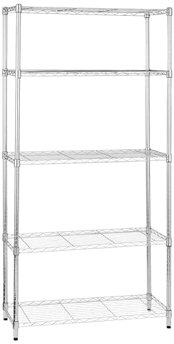 Amazon Basics 3-Shelf Adjustable, Heavy Duty Storage Shelving Unit (250 lbs loading capacity per shelf), Steel Organizer Wire Rack, 23.2"L x 13.4"W x 30"H, Black