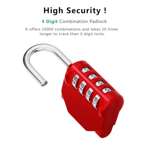 ZHEGE Combination Lock, 4 Digit Combination Padlock Outdoor, School Lock, Gym Lock (Pink)