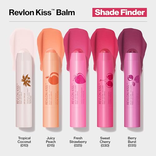 Revlon Lip Balm, Kiss Tinted Lip Balm, Face Makeup with Lasting Hydration, SPF 20, Infused with Natural Fruit Oils, 030 Sweet Cherry, 0.09 Oz