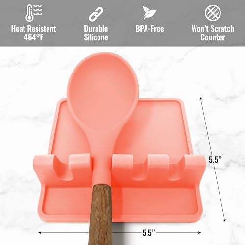 Zulay Kitchen Silicone Utensil Rest - BPA-Free, Durable Spoon Rest with Drip Pad - Heat-Resistant Spoon Rest for Stove Top - Spoon Rest for Kitchen Counter - Kitchen Gadgets & Kitchen Utensils Holder