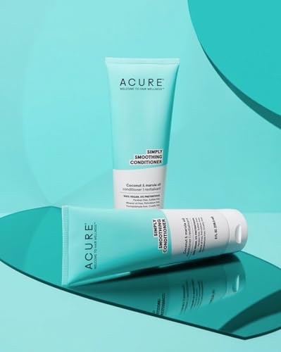 Acure Simply Smoothing Conditioner - & Marula Oil | 100% Vegan | Performance Driven Hair Care | Smooths & Reduces Frizz | White/Blue, Coconut Water, 8 Fl.Oz