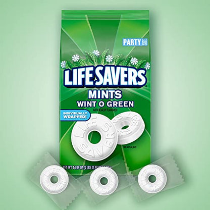 LIFE SAVERS Wint-O-Green Breath Mint Bulk Hard Candy, Party Size, 44.93 oz Bag (Pack of 2)