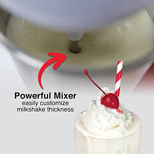 Nostalgia Two-Speed Electric Milkshake Maker and Drink Mixer, Includes 16-Ounce Stainless Steel Mixing Cup and Rod, Cream