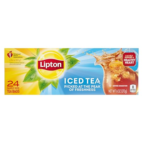 Lipton Unsweetened Iced Tea Bags, Family Size Tea Bags, 144 Total Tea Bags (24ct - Pack of 6)