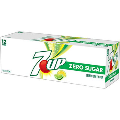 7UP Zero Sugar Lemon Lime Soda, 12 fl oz cans (Pack of 12)